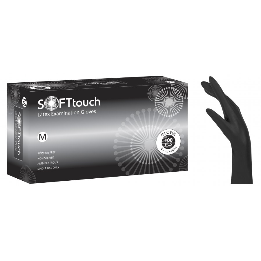 Γάντια latex Soft touch μαυρα χωρίς πούδρα 