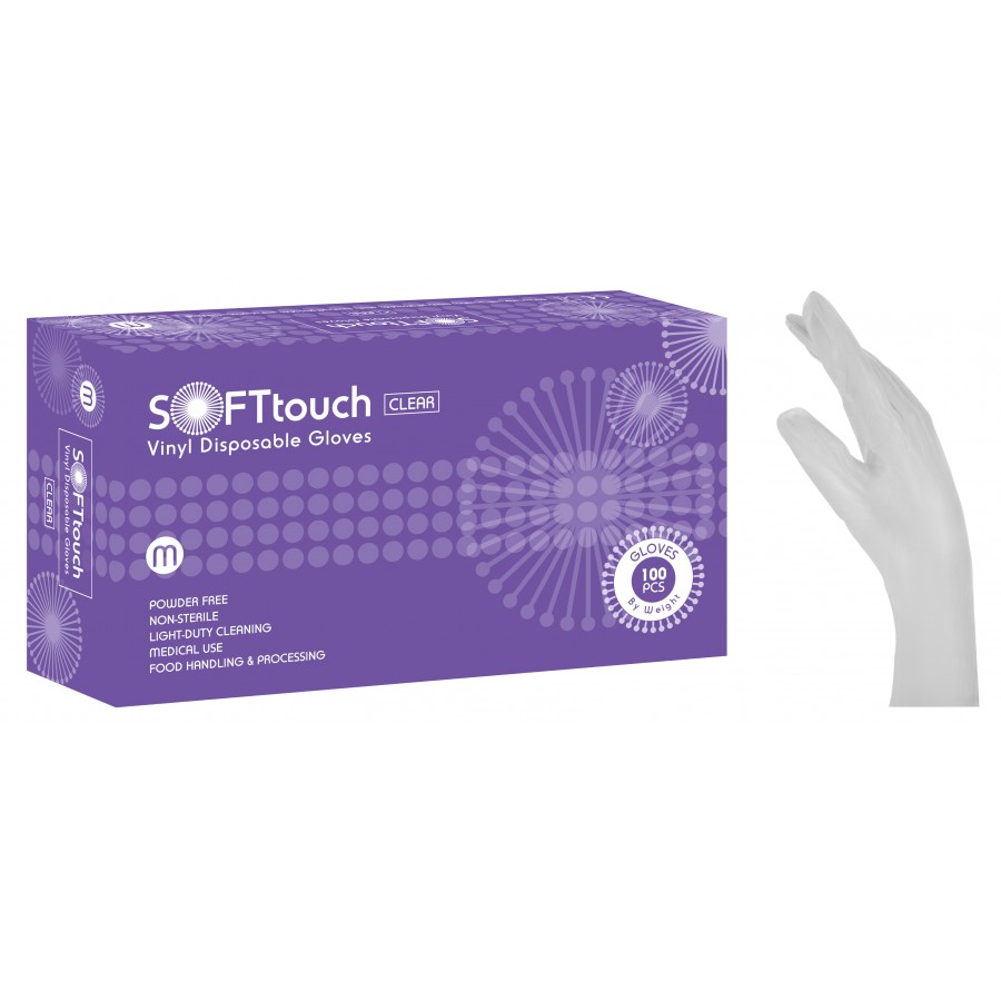 Γάντια vinyl Soft touch χωρίς πούδρα 